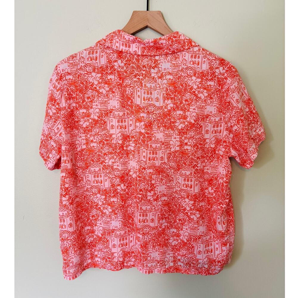 Cynthia Rowley Landscape Linen Shirt Blouse Small Summer Resort - Picture 5 of 8